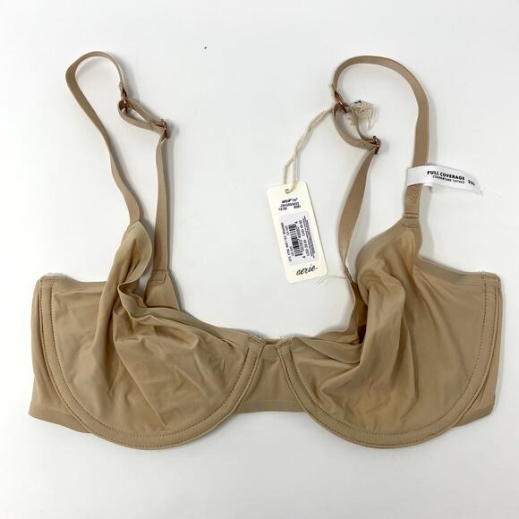 NEW Aerie Smoothez Beige Tan Full Coverage Unlined Underwire Bra 32D - Picture 1 of 3
